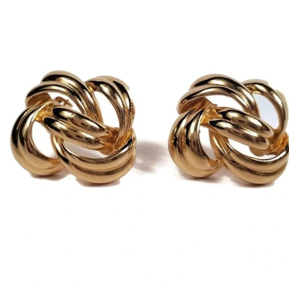 Signed Vintage Givenchy Gold Knot  Earrings - Picture 2 of 5